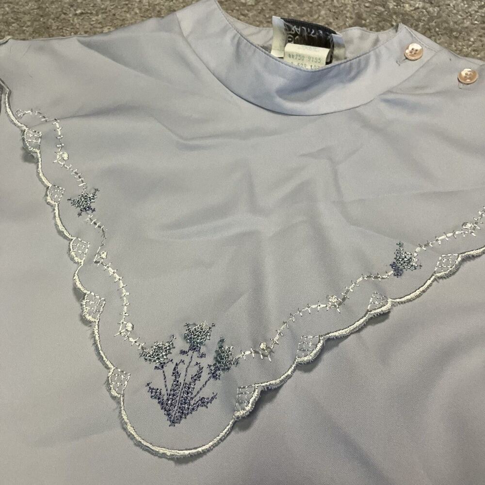 Vintage Levi Strauss Womens Blouse Western Yoke Prairie Blue Embroidered USA 12
